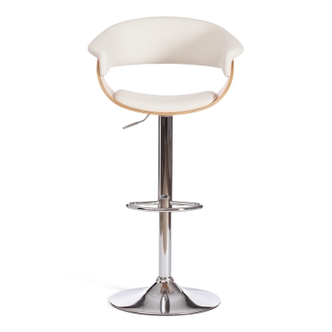 Барный стул Tetchair VIMTA mod.4021S металл/дерево/экокожа, 60х51х91,5-112,5 см, высота сиденья 61,5-82,5 см, белый/натуральный/хром