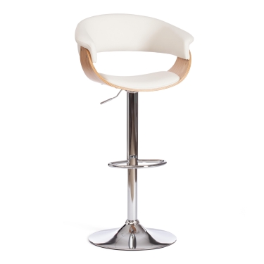 Барный стул Tetchair VIMTA mod.4021S металл/дерево/экокожа, 60х51х91,5-112,5 см, высота сиденья 61,5-82,5 см, белый/натуральный/хром