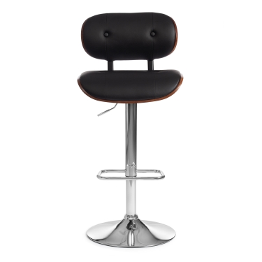 Барный стул Tetchair DRAKAR mod.4050 металл/дерево/экокожа, 51х56х95-116 см, высота сиденья 65-87 см, черный/орех/хром