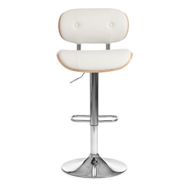 Барный стул DRAKAR mod.4050 Tetchair DRAKAR mod.4050 металл/дерево/экокожа, 51х56х95-116 см, высота сиденья 65-87 см, белый/нат/хром