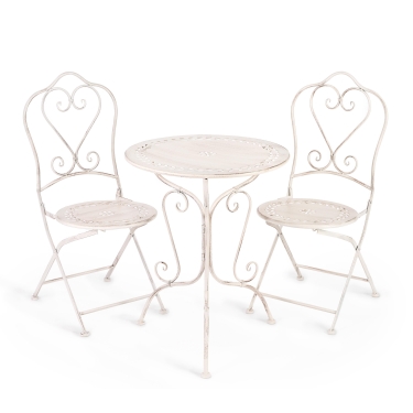 Комплект стол + 2 стула Tetchair Secret de Maison Monique mod. PL08-6241.6242 металл, стол6273, стул 484093, Античный белый Antique White