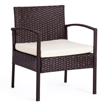 Лаундж сет диван+2кресла+столик+подушки Tetchair пластиковый ротанг, 106х60х71см/59х60х71см/75х41х38см, коричневый, ткань DB-02 бежевый