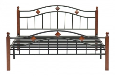 Кровать Tetchair AT-126 дерево гевея/металл, 160200 см Queen bed, красный дуб/черный