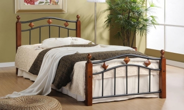 Кровать Tetchair AT-126 дерево гевея/металл, 90200 см Single bed, красный дуб/черный