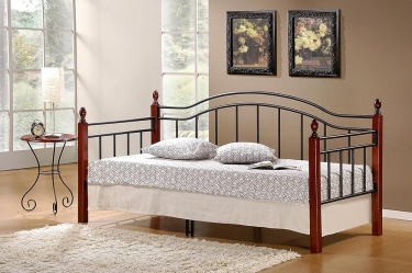 Кровать Tetchair LANDLER дерево гевея/металл, 90200 см Day bed, красный дуб/черный