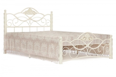 Кровать Tetchair CANZONA дерево гевея/металл, 140200 см Double bed, Белый butter white