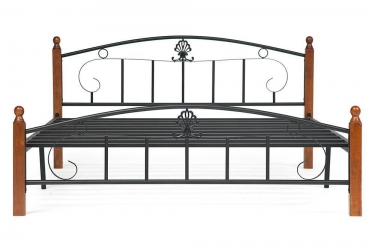 Кровать Tetchair РУМБА AT-203/ RUMBA дерево гевея/металл, 180х200 см king bed, красный дуб/черный