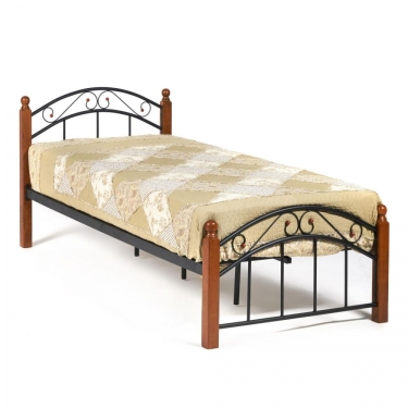 Кровать Tetchair T-8077 Wood slat base дерево гевея/металл, 90200 см Single bed, красный дуб/черный