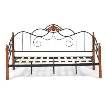 Кровать Tetchair CANZONA Wood slat base дерево гевея/металл, 90200 см Day bed, красный дуб/черный