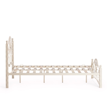 Кровать Tetchair CANZONA Wood slat base дерево гевея/металл, 140200 см Double bed, Белый butter white