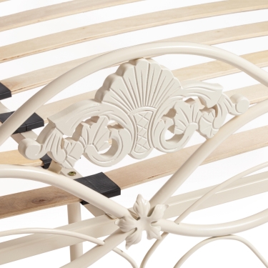 Кровать Tetchair CANZONA Wood slat base дерево гевея/металл, 140200 см Double bed, Белый butter white