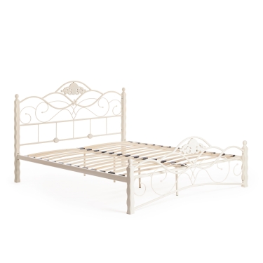 Кровать Tetchair CANZONA Wood slat base дерево гевея/металл, 160200 см Queen bed, Белый butter white