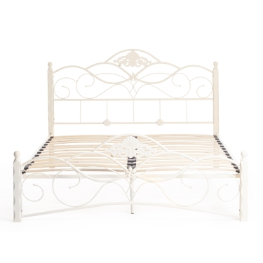 Кровать Tetchair CANZONA Wood slat base дерево гевея/металл, 160200 см Queen bed, Белый butter white
