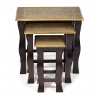 Комплект 3 столика Tetchair Secret De Maison BRAHMA mod. ND-009 дерево манго/латунная чеканка, 56х36х50, 41х30х45, 24х24х40