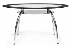 Стол Tetchair SADLER mod. 445 металл/стекло 8мм, 140х80х75см, хром/черный
