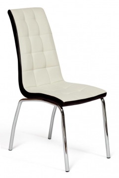 Стул Tetchair ALESSI mod.36 металл/экокожа, 42 х 65 х 101 х 49 см, слоновая кость/темно-коричневый окантовка/хром