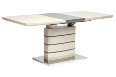 Стол Tetchair WOLF mod. 8053-2 мдф high gloss, закаленное стекло, 120/160x80x76см, слоновая кость/латте