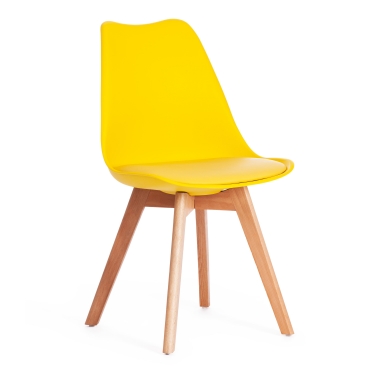 Стул Tetchair TULIP mod. 73 дерево/пластик/ПУ, 48.552.583cм, желтый