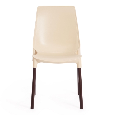 Стул Tetchair GENIUS mod 75 металл/пластик, 46x56x84cм, бежевый/коричневые ножки
