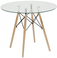 Стол Tetchair CINDY GLASS mod.80GLASS металл/стекло, D80х75см, прозрачный