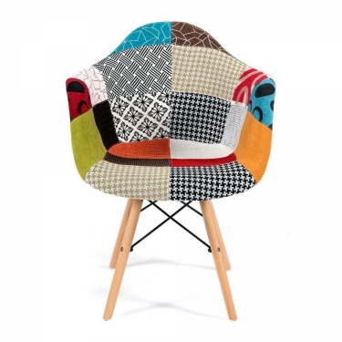 Кресло Tetchair CINDY SOFT EAMES mod. 101 дерево бук/металл/мягкое сиденье/ткань, 65 х 62 х 80 см, мультицвет
