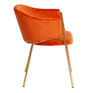 Кресло Tetchair KRONOS mod. 8158 металл/вельвет, рыжий/золотые ножки, G062-24