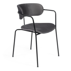 Стул Tetchair VAN HALLEN mod. 2433S ткань/металл, 54,5х53,5/76 см, высота до сиденья 46 см, серый/черный