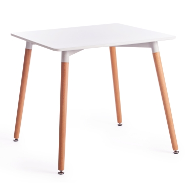 Стол Tetchair JOHN mod. T1003 МДФ/дерево, 80 х 80 х 75 см , White Белый / Natural натуральный