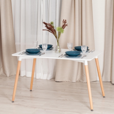 Стол Tetchair JOHN mod. T1001 МДФ/дерево, 80 х 120 х 75 см , White Белый / Natural натуральный