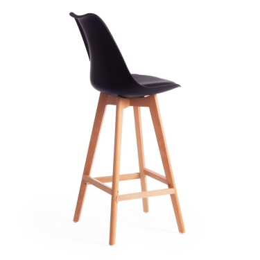 Стул барный Tetchair TULIP BAR mod. C1014H пластик/дерево, 57 х 48 х 104 см, черный 3010/натуральный