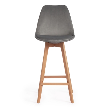 Стул Tetchair TULIP SOFT BAR mod. 75 вельвет/дерево , 48 х 57 х 104 см, светло-серый HLR19/натуральный
