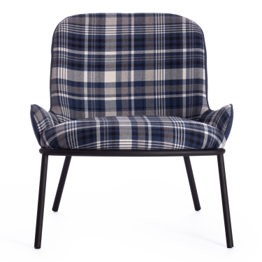 Кресло Tetchair DUKEN mod. 0179322 металл/ткань, 79х59х66 см, синий/синяя шотландка/черный