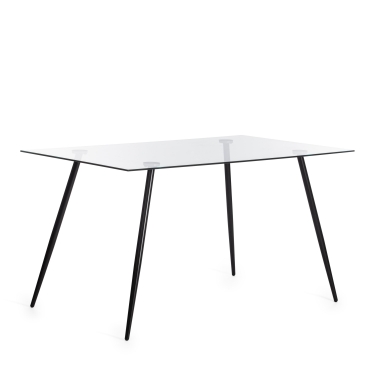 Стол Tetchair SOPHIA mod. 5003 металл/стекло 8мм, 140 х 80 х 75 см, черный / прозрачный