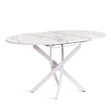 Стол Tetchair MANZANA ЛДСП/HPL/металл, 100 х 100+30 х 75 см, Мрамор светлый/белый