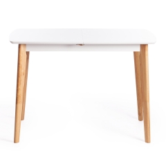 Стол обеденный раскладной Tetchair Claire дерево гевея, МДФ, 110+30 x 75 x 75см, White Белый / Natural натуральный