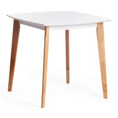 Стол обеденный Tetchair Claire квадратный дерево гевея, МДФ, 80 x 80 x 75см , White Белый / Natural натуральный