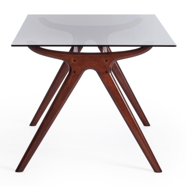 Стол обеденный Tetchair VIBORG mod. T-379G дерево гевея, стекло , 150 х 90 х 76 см , Темный орех HN GLAZE
