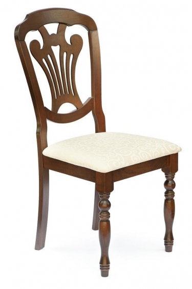 Стул Tetchair Персей/ Perseus дерево гевея, 46х54х99см, Cappuchino , ткань кремовая с рисунком 3321