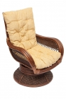 Кресло-качалка Tetchair ANDREA Relax Medium /с подушкой/ Pecan Washed античн. орех, Ткань рубчик, цвет кремовый