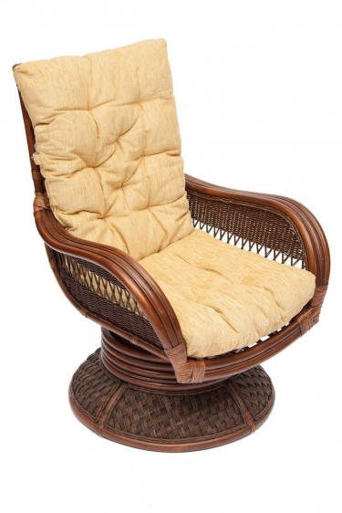 Кресло-качалка Tetchair ANDREA Relax Medium /с подушкой/ Pecan Washed античн. орех, Ткань рубчик, цвет кремовый