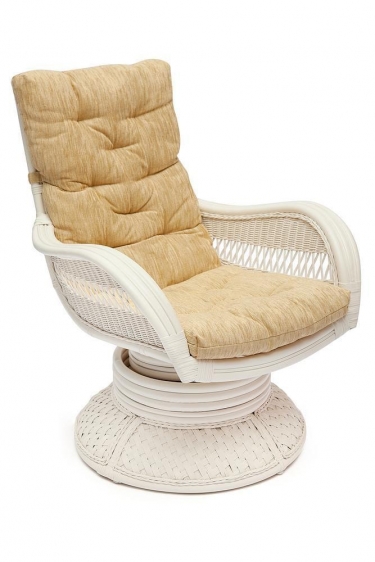 Кресло-качалка Tetchair ANDREA Relax Medium /с подушкой/ TCH White белый, Ткань рубчик, цвет кремовый