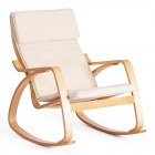 Кресло-качалка Tetchair mod. AX3005 дерево береза, ткань полиэстер/хлопок, 61х94,5х104 см, дерево дуб 3, ткань бежевая 1501-4