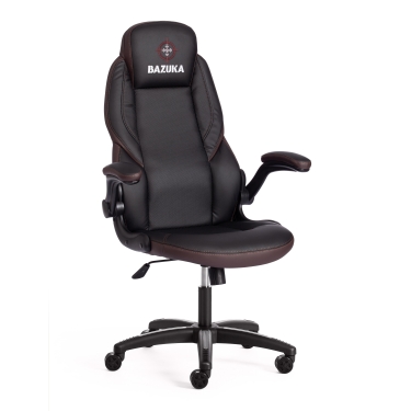 Кресло офисное Tetchair BAZUKA кож/зам, черный/черный перфорированный/коричневый, 36-6/36-6/06/36-36