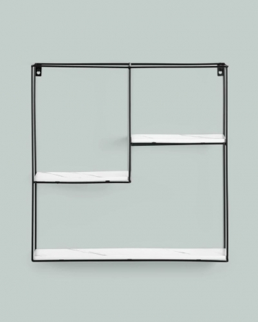 Полка Stool Group Square черная Белый мрамор