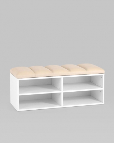 Обувница Stool Group Хольст 2 белая велюр Бежевый