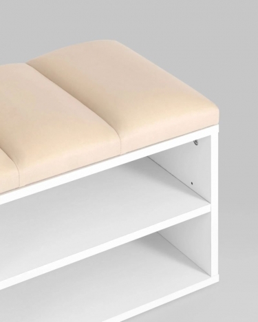 Обувница Stool Group Хольст 2 белая велюр Бежевый
