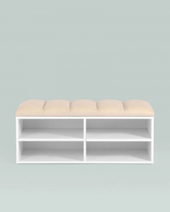 Обувница Stool Group Хольст 2 белая велюр Бежевый