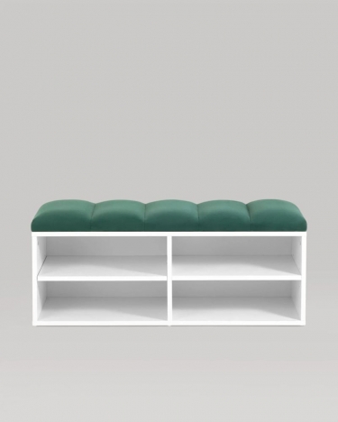 Обувница Stool Group Хольст 2 белая велюр Зеленый