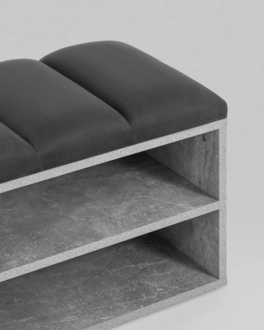 Обувница Stool Group Хольст 2 серая велюр тёмно-серый