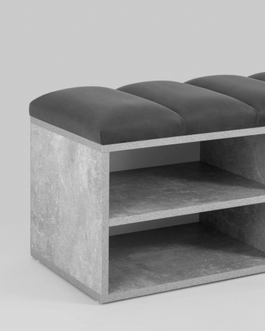 Обувница Stool Group Хольст 2 серая велюр тёмно-серый